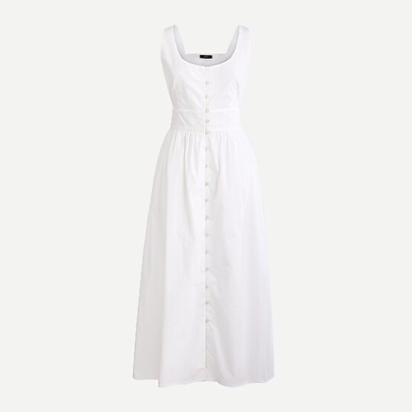 Button-front cotton poplin dress